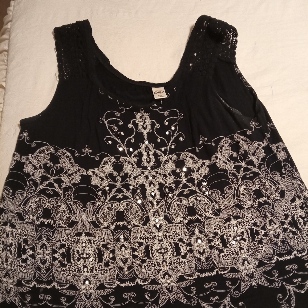 XXL Made In India Black Tank With Sequins